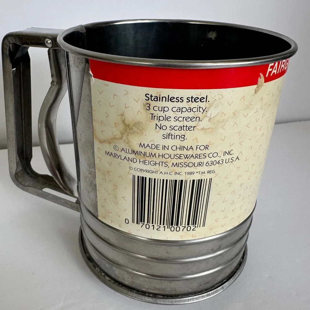 VTG Aluminum Housewares 3 Cup Stainless Steel Sifter Triple‎ Screen Flour Sifter